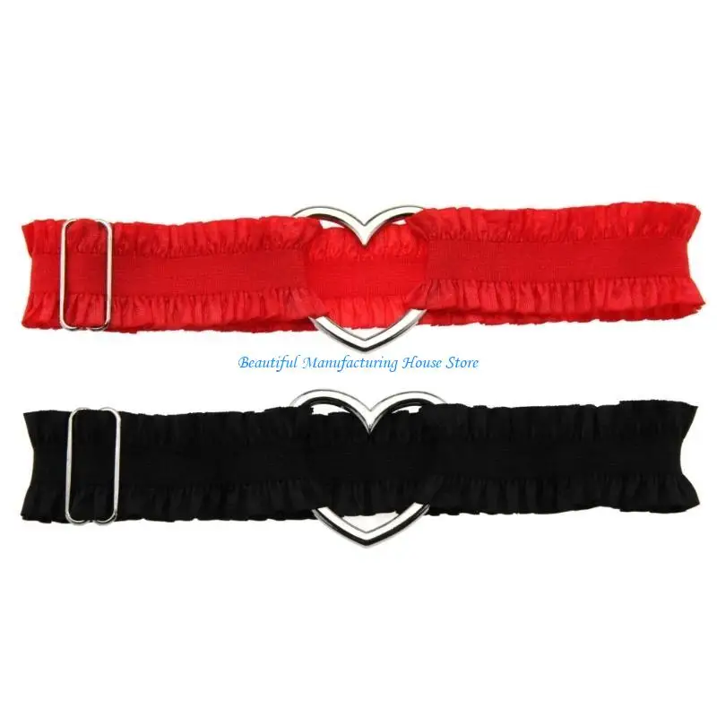 

E56A Cosplay Dark Thigh Garter Leg Garter with Lace Ruched Belt for Performances