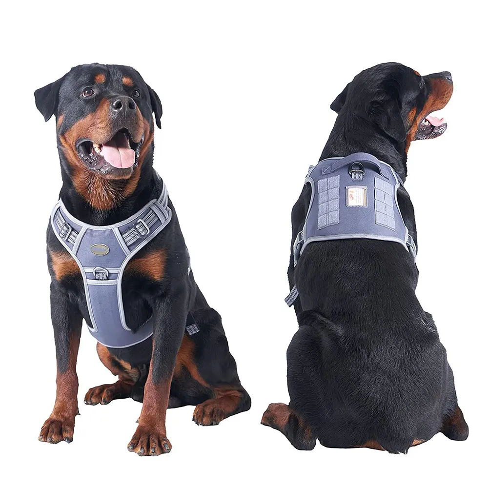 Reflective Tactical Harness For Large Small Dogs Training Vest Leash Pet Harness And Leash Set For Dog Outdoor Adjustable Padded