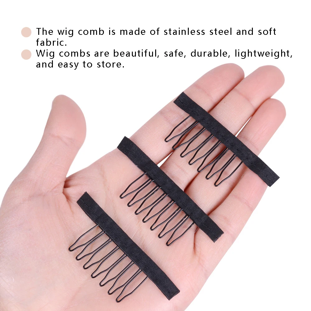 5 Colors Lace Wig Clips Steel Tooth Polyester Durable Cloth Wig Combs For Hairpiece Caps Wig Accessories Tools 10Pcs/Lot