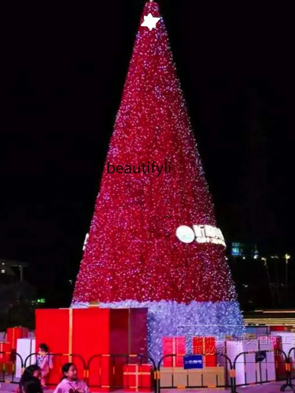 

b51 Large Christmas tree frame decoration outdoor pink tree hotel shopping mall window scene layout