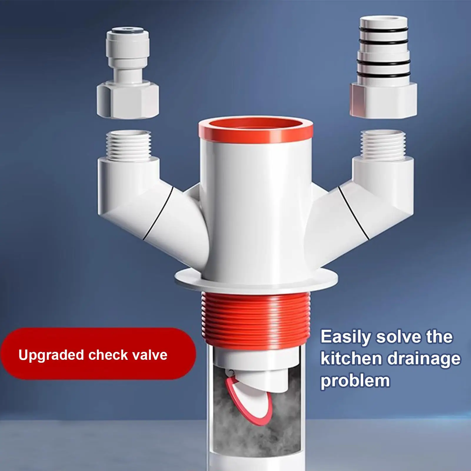 싱크대 하수구 티 3방향 막힘 방지 실러 액세서리 다운스파우트 배수구 티 가족 친구 실내 화장실 욕실 싱크대용