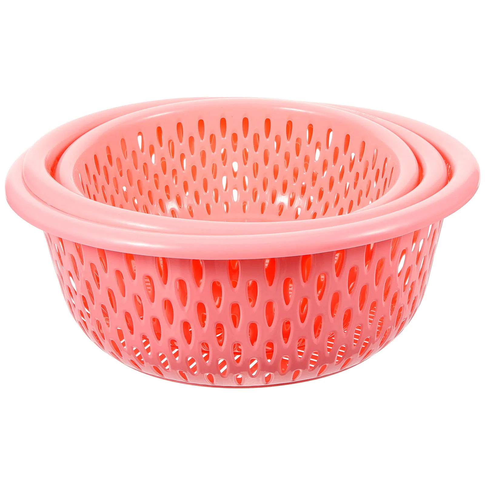 

3pcs Vegetable Drain Basket Set Kitchen Colander 2 Layer Vegetable Colander Hollow Design Hanging Hole Water Filter Blue