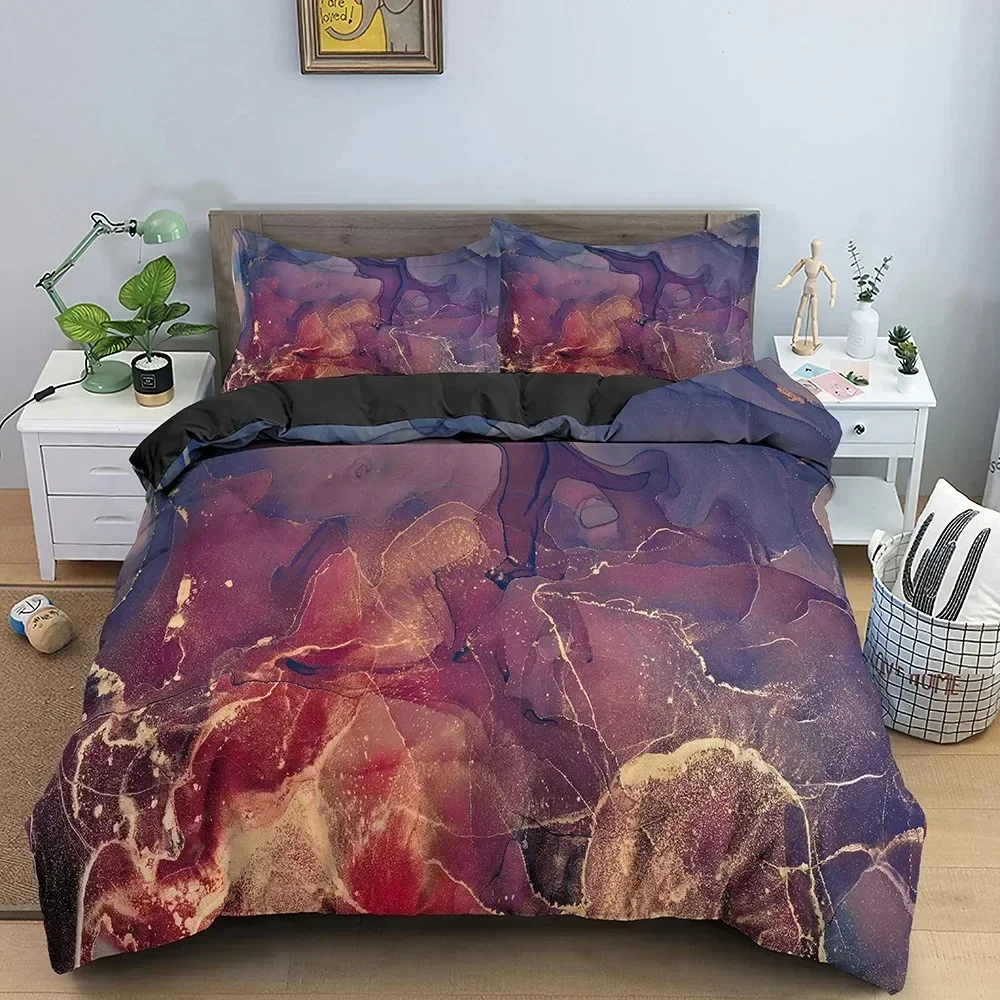 Marble Texture Comfortable Duvet Quilt Cover Pillowcase Bedding Set Children Bedroom Decoration Home Textile