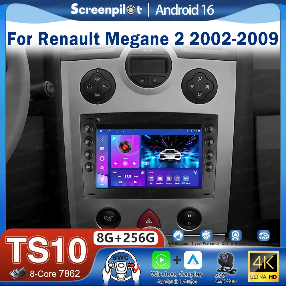 7 Inch Android 16 Multimedia Video Player Head Unit GPS Navigation For Renault Megane 2 2002-2009 Car Radio Auto GPS WiFi