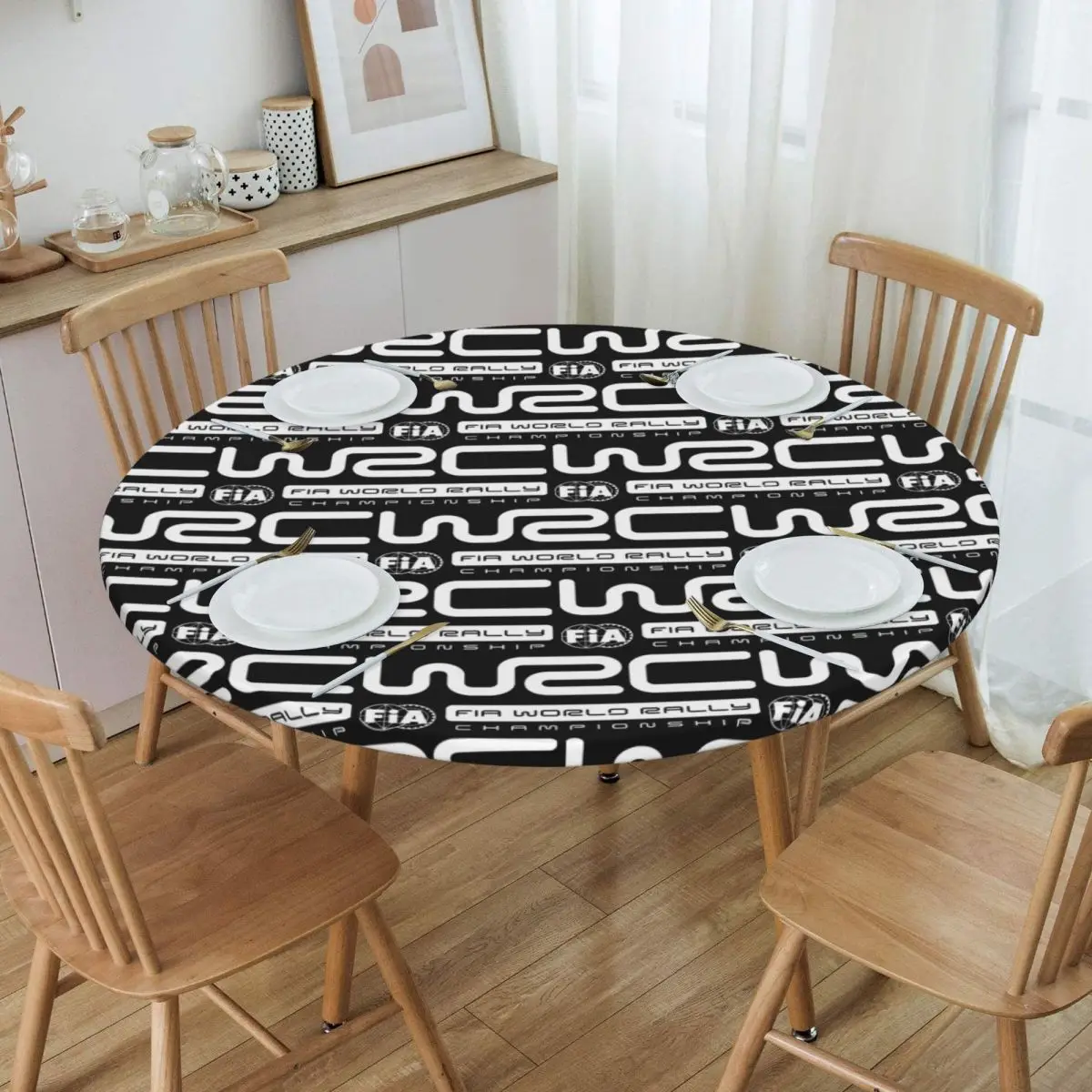 World Rally Championship WRC Waterproof Round Tablecloth Oilproof Table Cloth for Kitchen Events Dining Table Cover