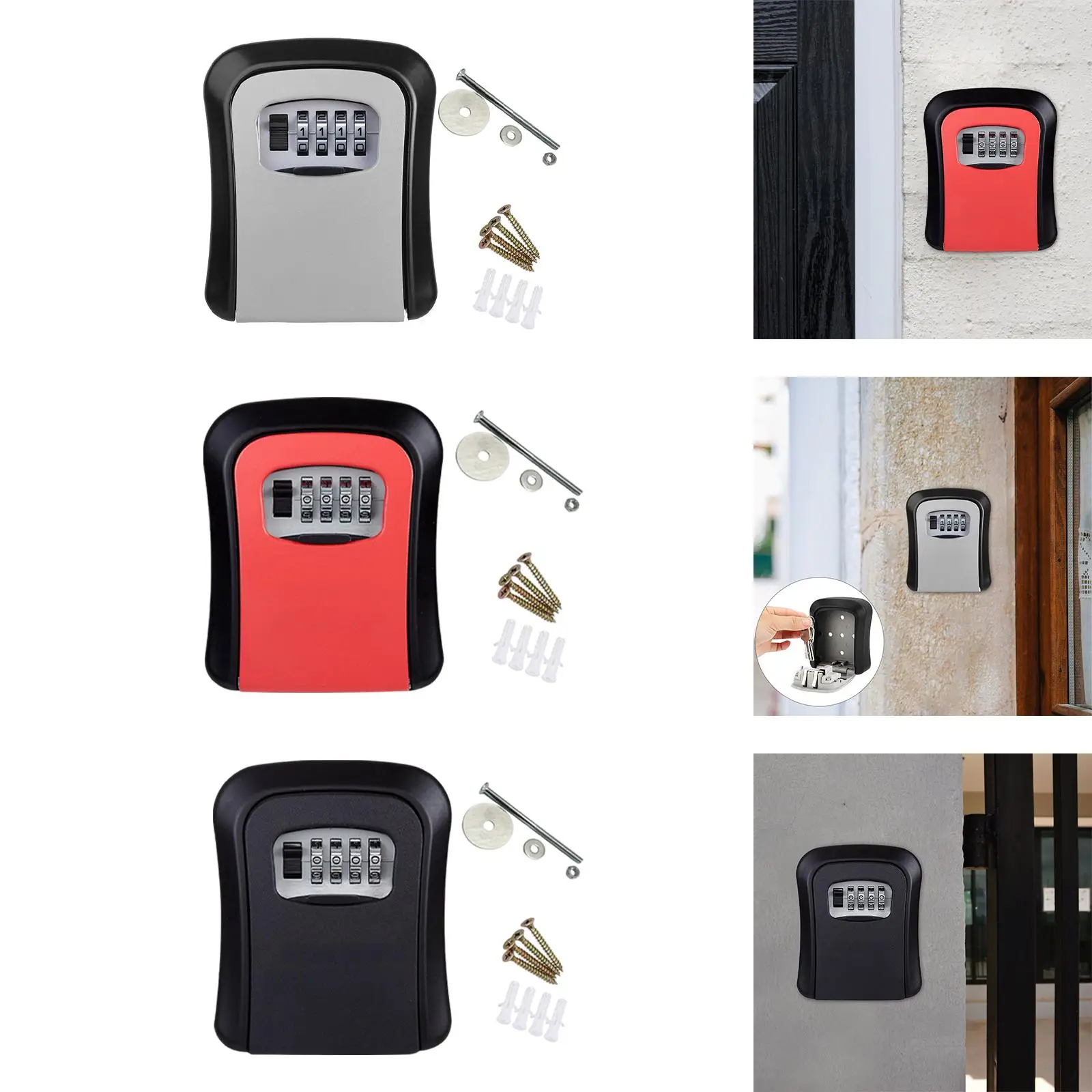 Outdoor Key Storage Lock Box 4 Digit Combination for Home Garden