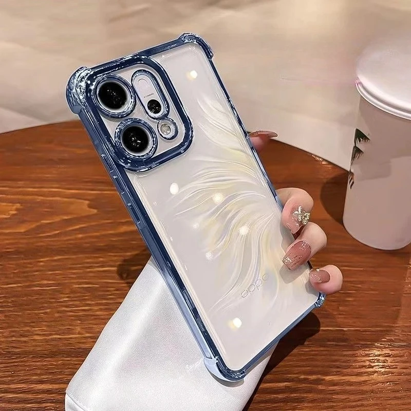 Fashion Luxury Plating Frame Coner-Airbag Soft TPU Case For OPPO Reno 15 ProMax 14 F Pro A6 A5/X A3/X 4/5G Camer Full-pack Cover