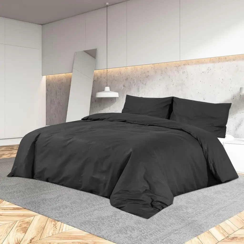 Lightweight Microfiber Duvet Cover Set 200x200 cm in Black - Soft & Comfortable Bedding