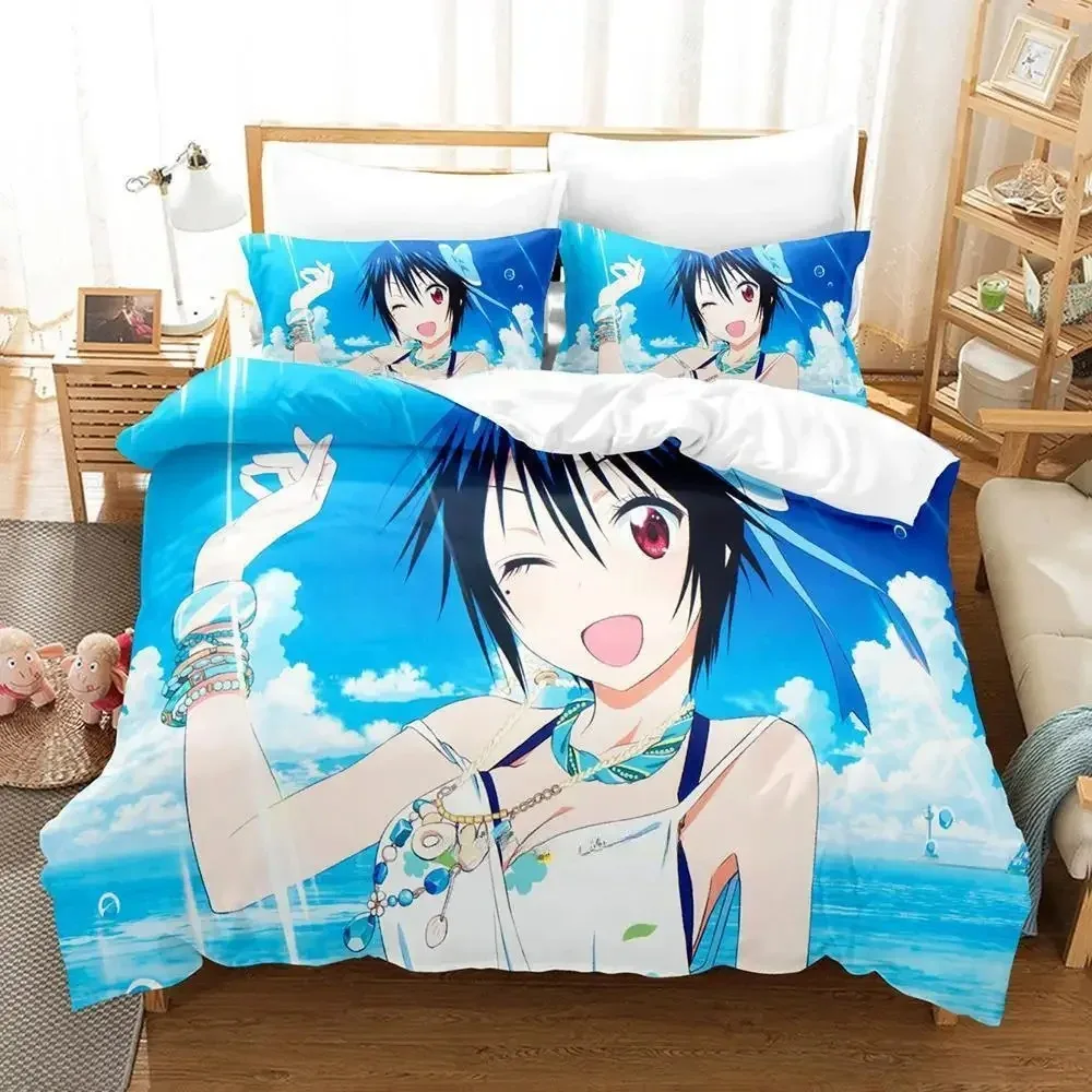 

Новый комплект постельного белья Nisekoi Single Twin Full Queen King Size, комплект постельного белья для взрослых и детей, пододеяльник для спальни, комплект простыней в стиле аниме с 3D принтом