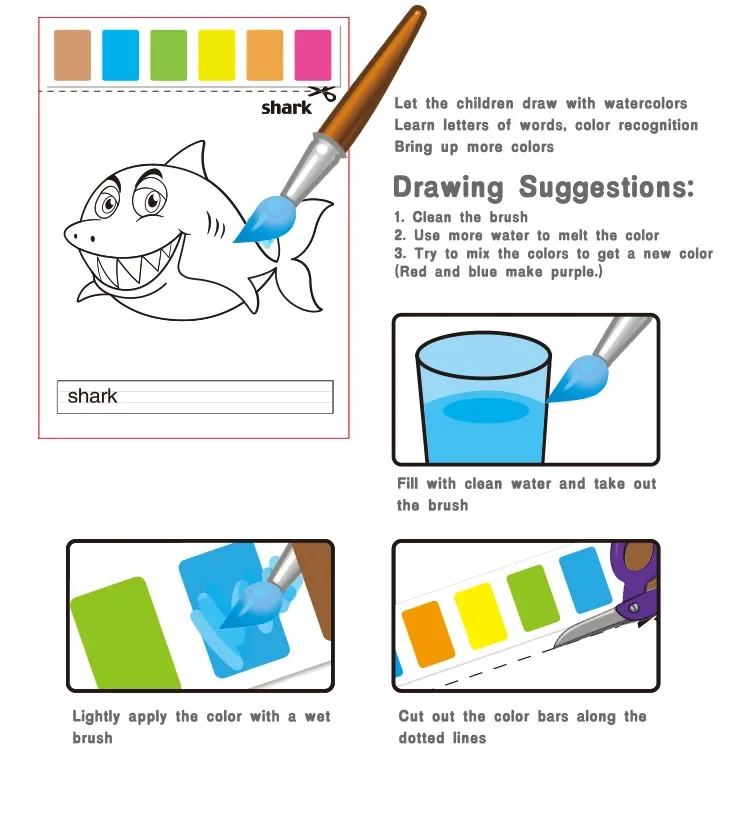 8Pcs Malbücher Spielzeug für Kinder Montessori Kinder Aquarell Papier Spielzeug Tragbare Baby Montessori Malerei Bildung Spielzeug