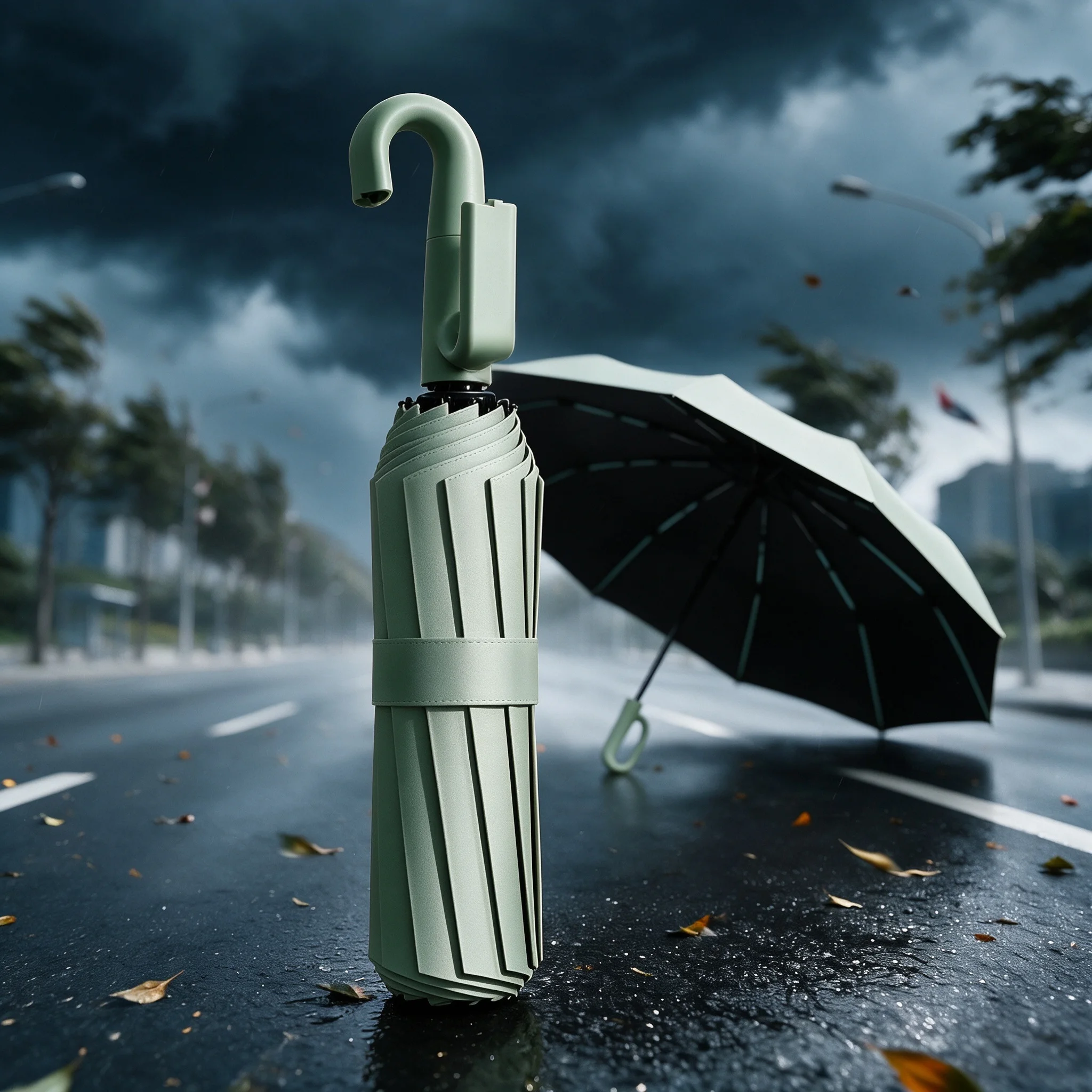 Canopy Moon Travel Umbrella Windproof Compact Folding Automatic Portable for Rain and Sun, 12-Rib, 3-Fold, Automatic