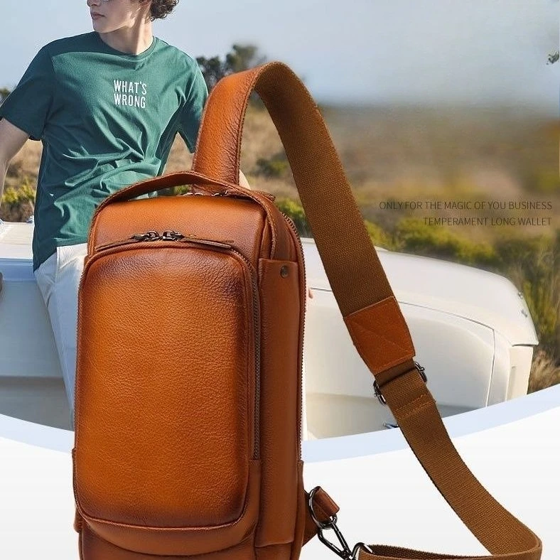 

Новая мужская поясная сумка из натуральной кожи 2026 года, повседневная нагрудная сумка, высококачественная брендовая сумка через плечо для мальчиков