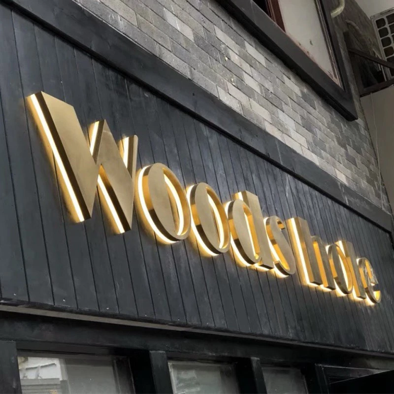 

Custom Stainless Steel Signboard Gold 3D Channel Letter Shop Signs