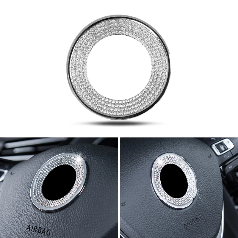 1Pc Car Steering Wheel Crystal Diamond Bling Sticker For Volkswagen VW Polo 4 5 6 7 Golf T5 VW Jetta Passat B5 B6 Golf Tiguan