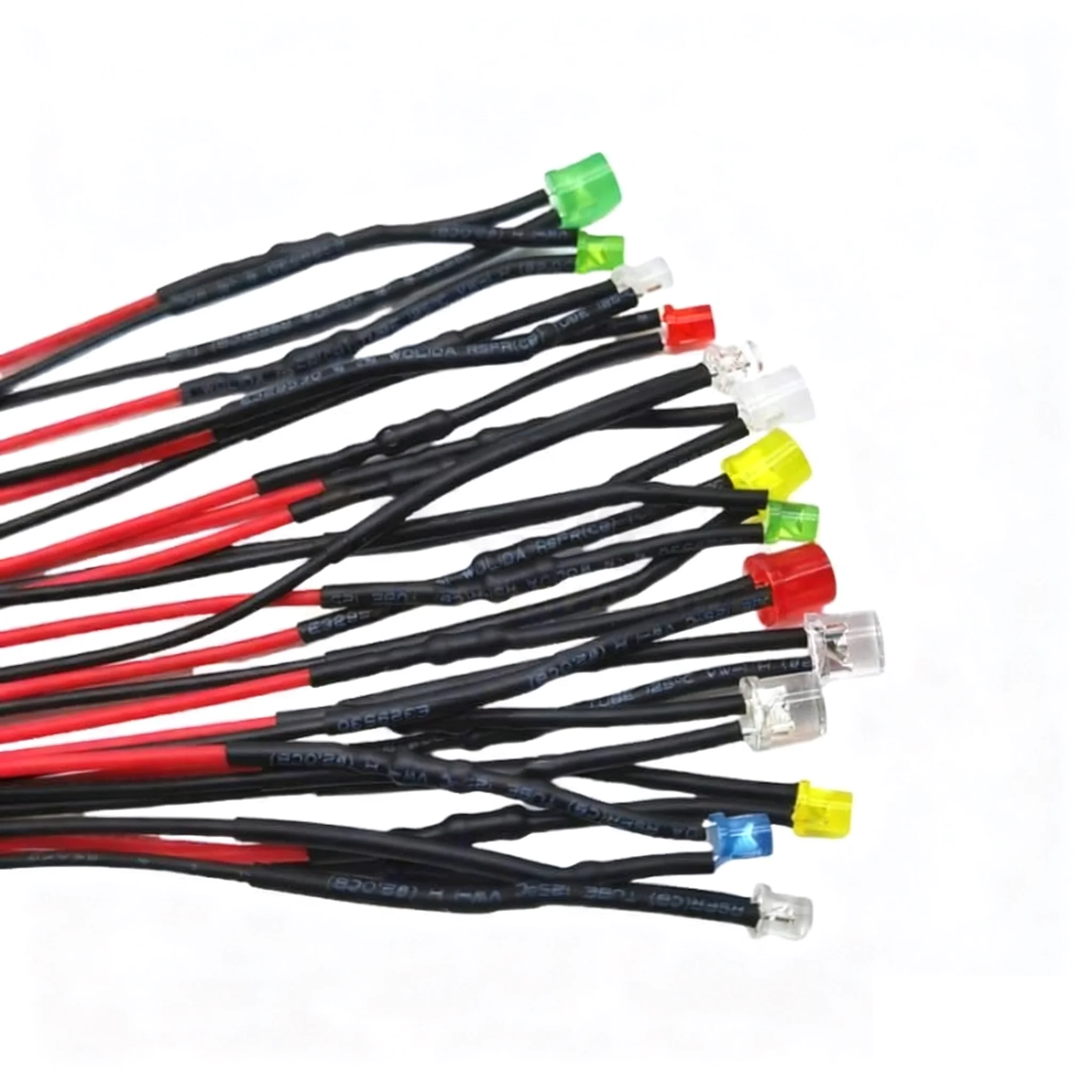 F5MM Flat-Head LED Lamp Beads With Wires, Small LED Beads, Indicator Signal, Power Supply Lamp, 3V, 12V, 220V