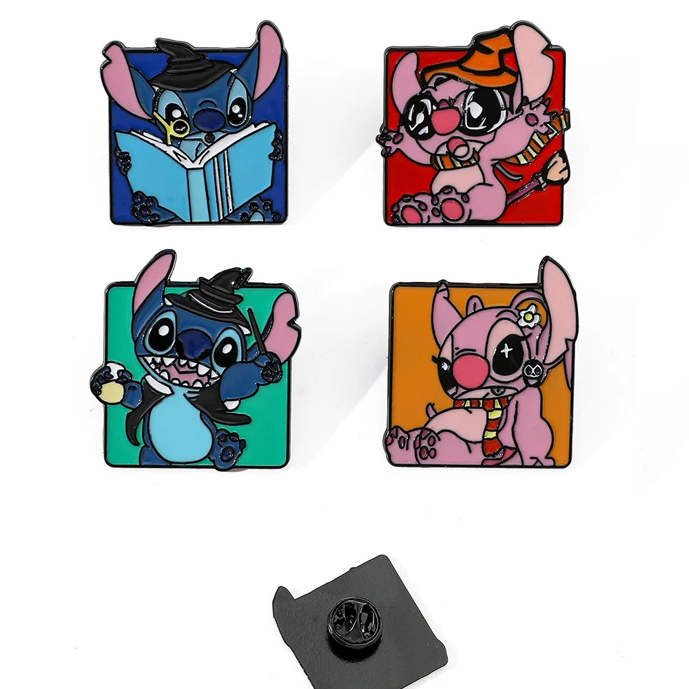 

Disney Stitch Enamel Pin Brooches For children Lapel Pins square Badge on Backpack DIY Clothes Accessories Fashion Child Gifts