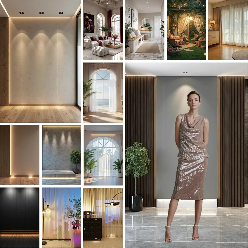

MOON.QG Simple Interior Scene Photography Backgrounds Plant Window Area Rugs Backdrop Party Supplies Photo Accessories Wedding