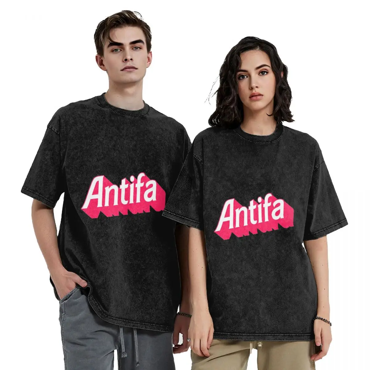 Antifa Hip Hop Short Sleeve T-Shirts Washed Tops Tees Streetwear T Shirt Printed for Men Women