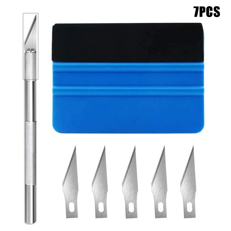 7Set Of Double-Sided Scraping Car Film Tool Kit Plastic Soft Scraping Aluminum Alloy Engraving Tool