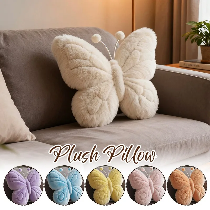 

Pretty Colorful Butterfly Plush Pillow Soft Fluffy Sofa Cushion Pads Bed Lumbar Support Decoration Pillow Stuffed Sofa Cushion