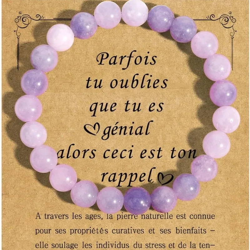 Natural stone bracelet elastic rope bead 8mm purple jade agate handmade bead bracelet is the first choice for gift givin