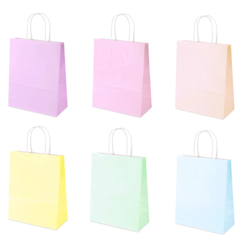 

2022 New Macaron White Kraft Paper Bag 12pcs Gift Tote Wrapping Paper Bags wedding favors gifts for guests gift bag packaging