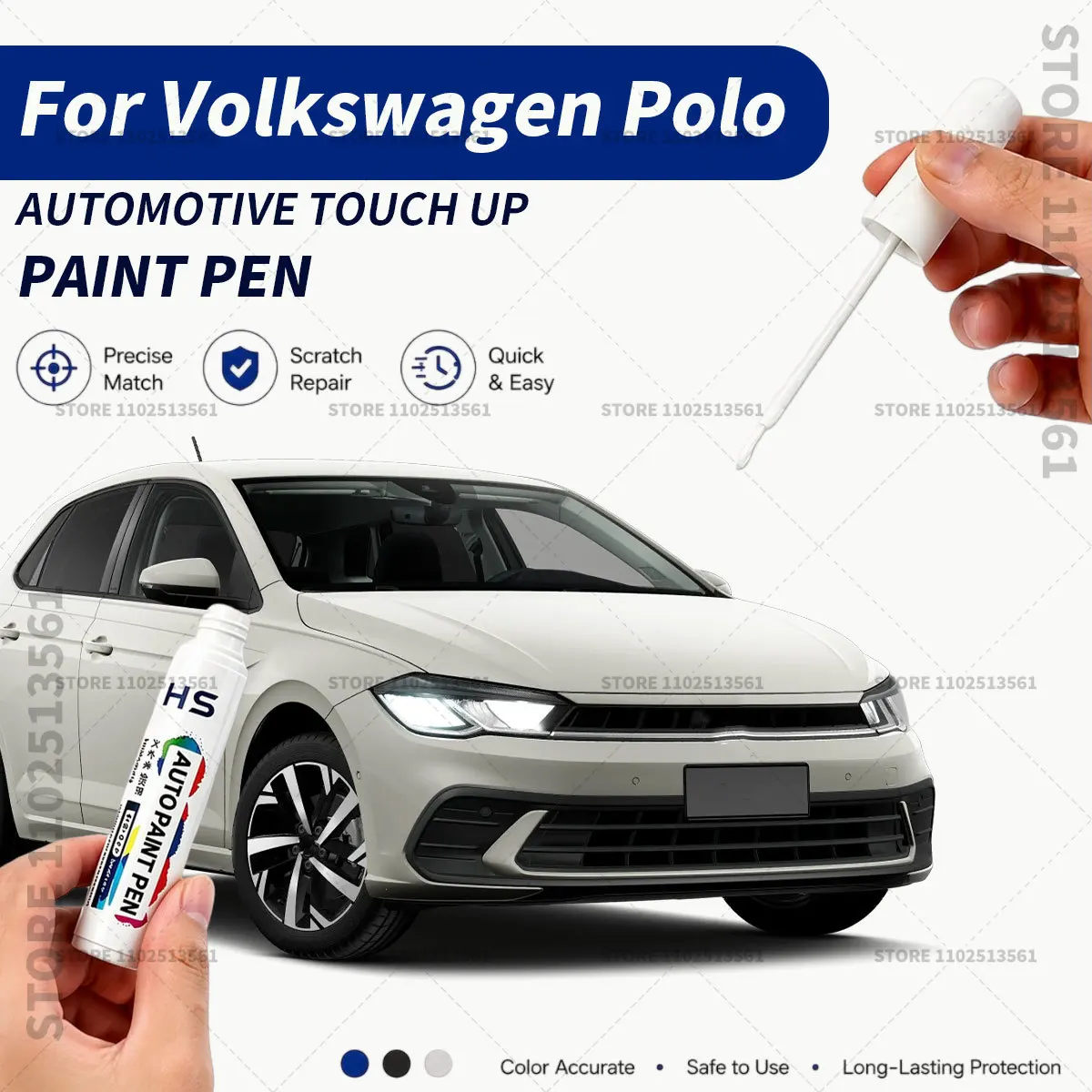 For Volkswagen Polo White Red Professional Car Touch Up Paint Pen Scratch Repair Paint Brush for Automotive Paint Restoration