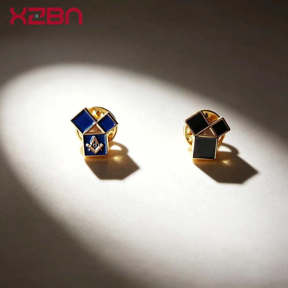 Masonic Black Lapel Pins Blue Freemason Badge Mason Freemason The 47th Edition of Euclid Gold Plated Copper Material