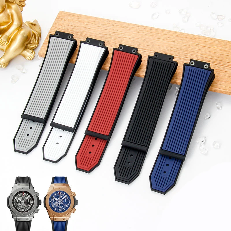 Uhrenzubehör, 27 mm x 17 mm, für Uhrenarmband der HUBLOT-Serie, Silikonarmband, 22 mm Faltschließe, Gummi-Herrenarmband, Armband