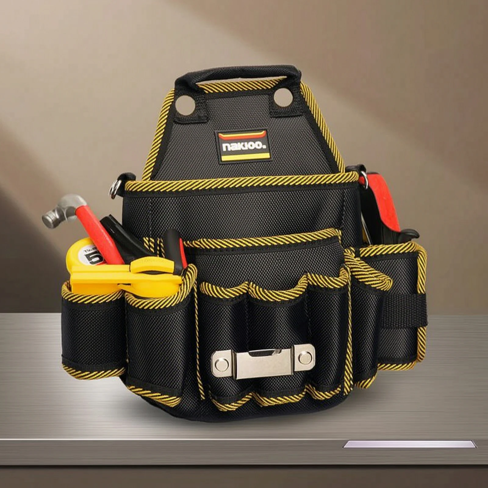 Tool Pouch with Hanging Buckle Long-Lasting Waist Tool Pouch Wear-Resistant Sturdy for Electricians, Construction Sites