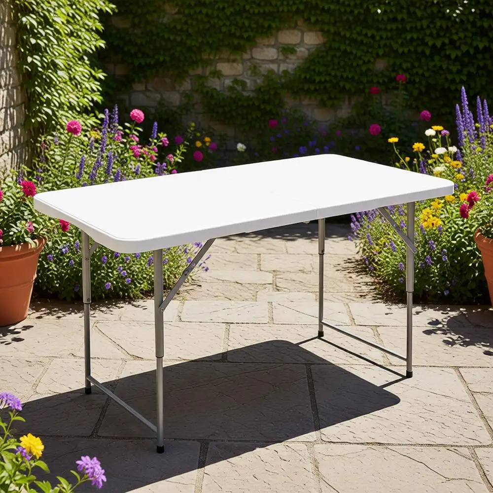 

Portable 4-Person Plastic Picnic Table for Outdoor Dining and Camping