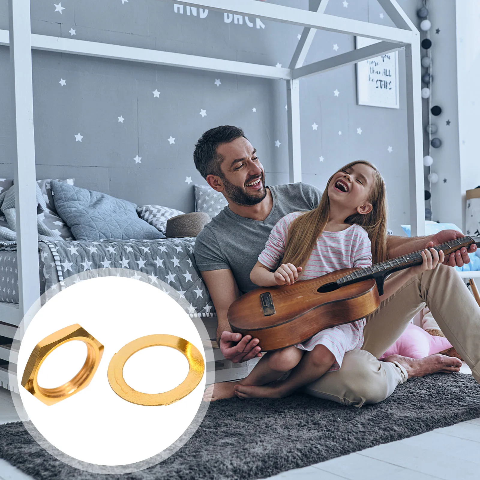 

10 Pcs Electric Guitar Gaskets Input Socket Nut Jack Bass Washer for Metal Output