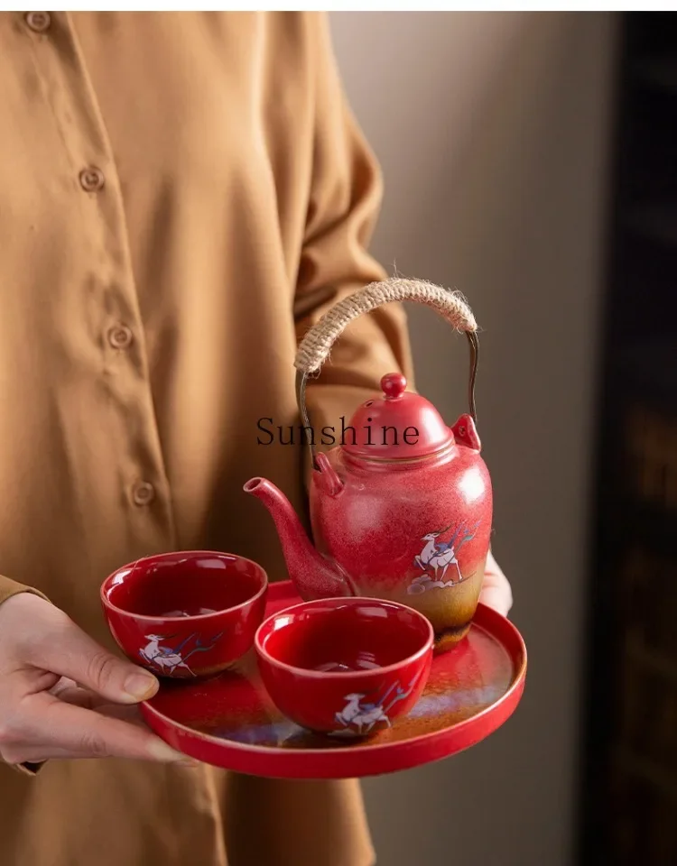 Fulu Chengxiang nine-color deer tea set gift box