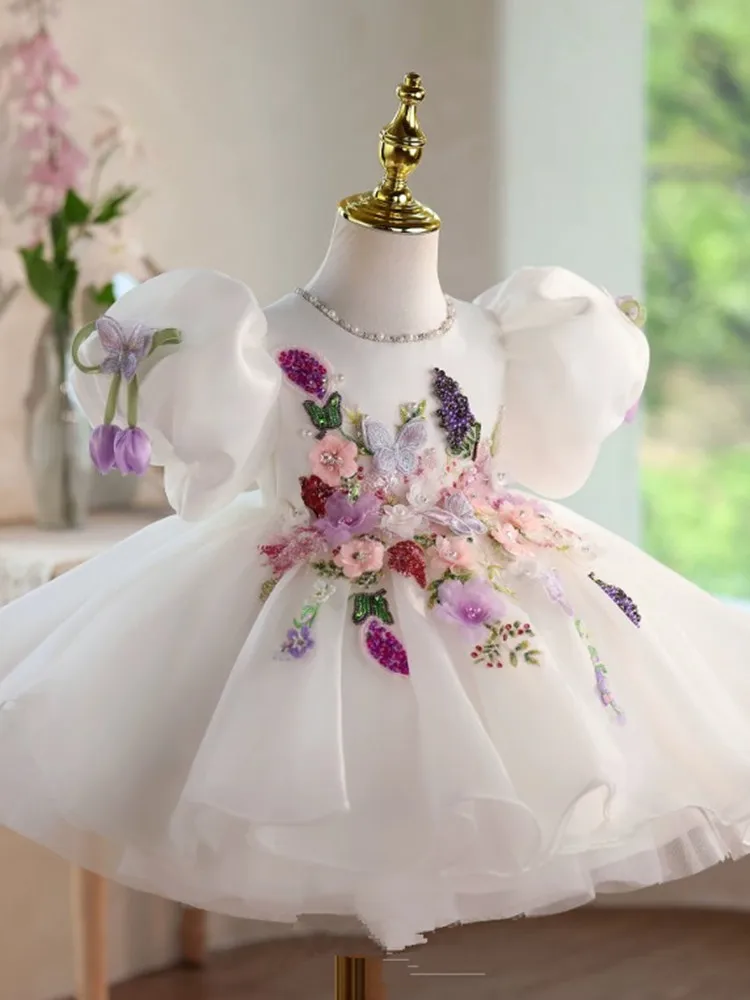 Hochwertige Kinder-Abendkleider für Klavieraufführungen, Geburtstage, Hochzeiten, Blumenmädchen A5043 Großhandel Mädchen-Abendroben – Detail 4