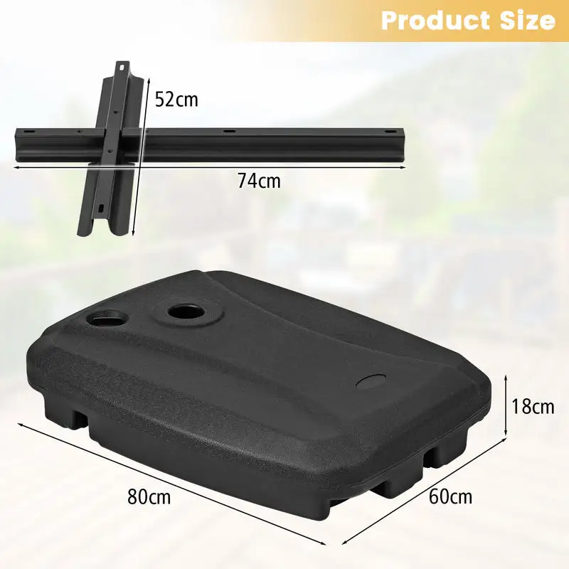 

Fillable Universal Offset Umbrella Base with Cross Base and Wheels-Black