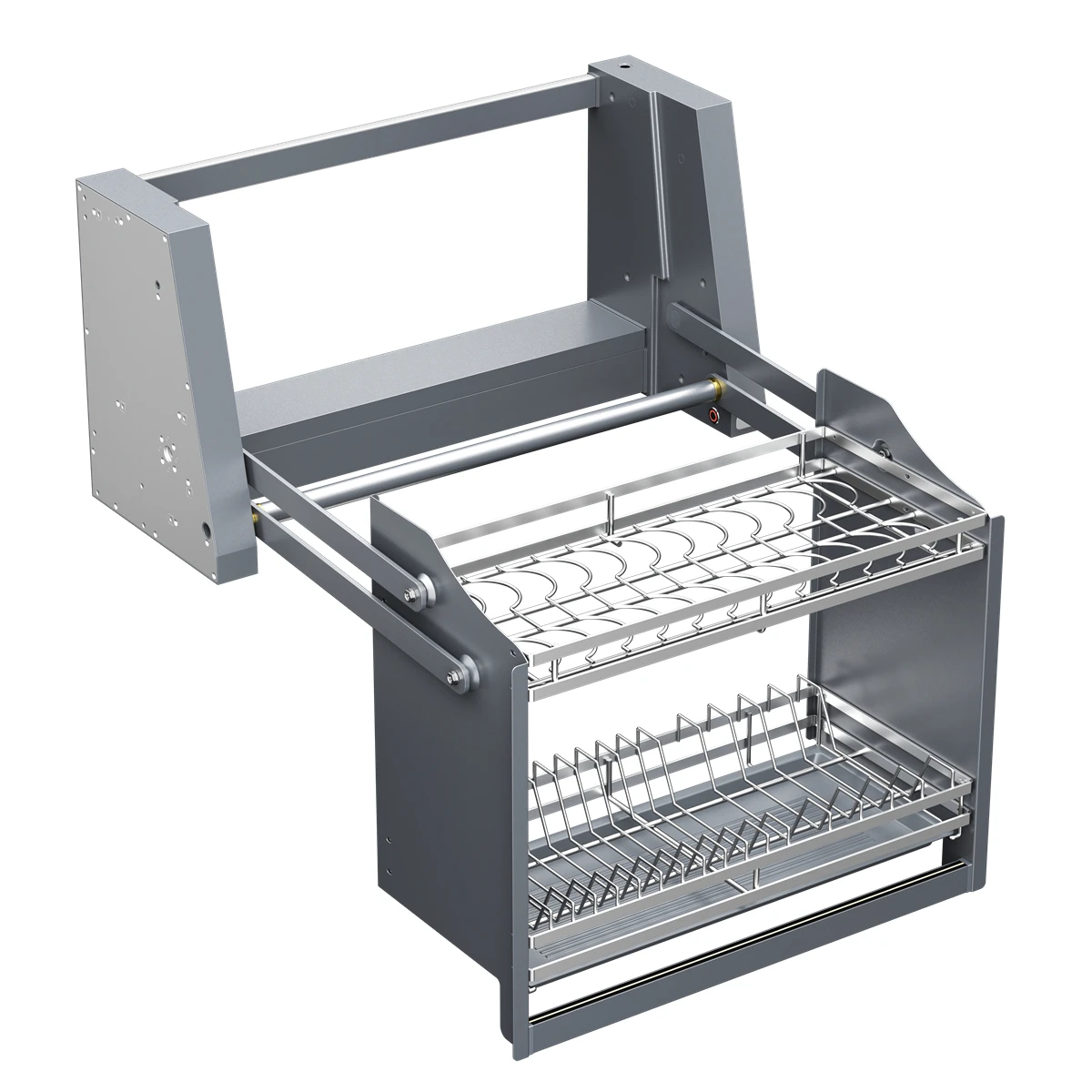 

Smart Dish Rack Touch Switch Pull Down Shelf Electric Upper Cabinet Organizer LED Anti-Collision Quiet Kitchen Storage