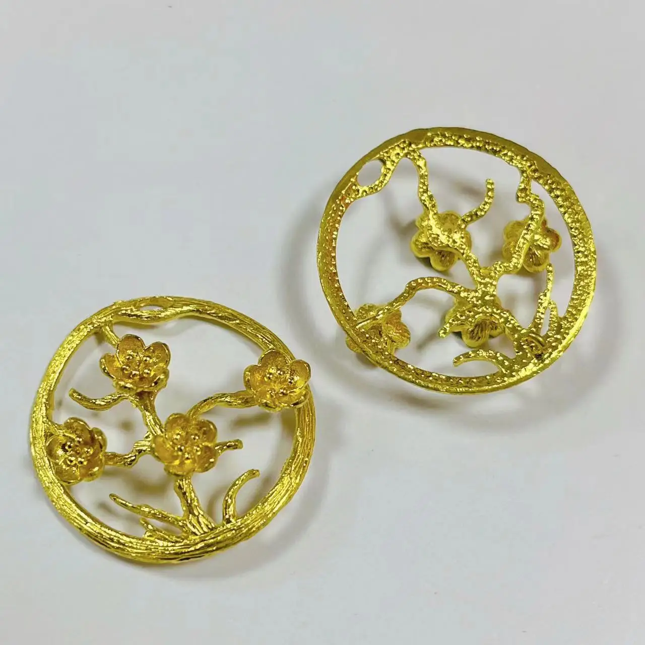 10pcs Brass Casted Winter Flower Branch Connector Charms Circle Pendant Quality Women Bridal Hair Wedding Jewelry Accessories