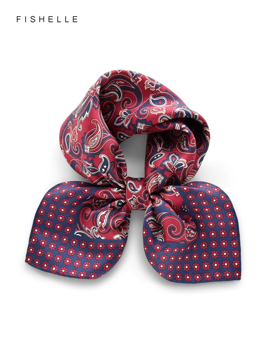 

Темно-красный шарф с узором пейсли из 100% натурального шелка, саржевый женский шарф, карманный квадратный платок, шейный платок, роскошный подарок, носовой платок 50 см