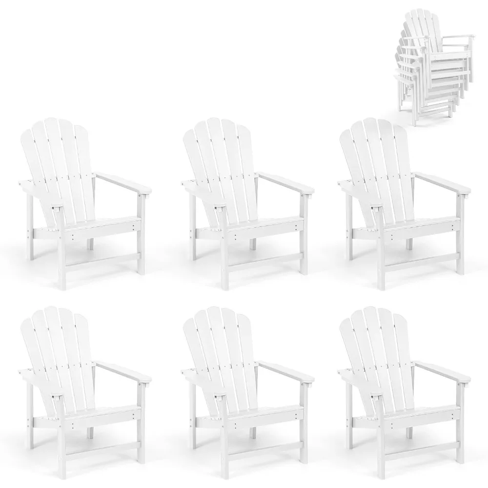 

Chairs Set of 6, HDPE Adirondack Chair with Wide Arm, Composite Stackable Chairs Set