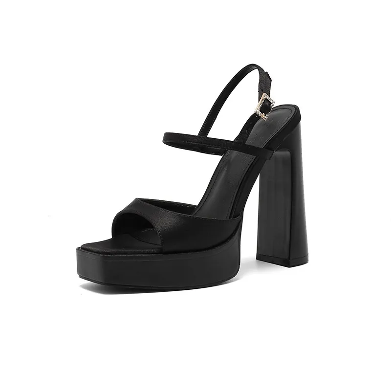 Plateau-Sandalen für Damen 2026 Neue Sommer-Kollektion mit Superhohem Absatz aus Satin und Blockabsatz