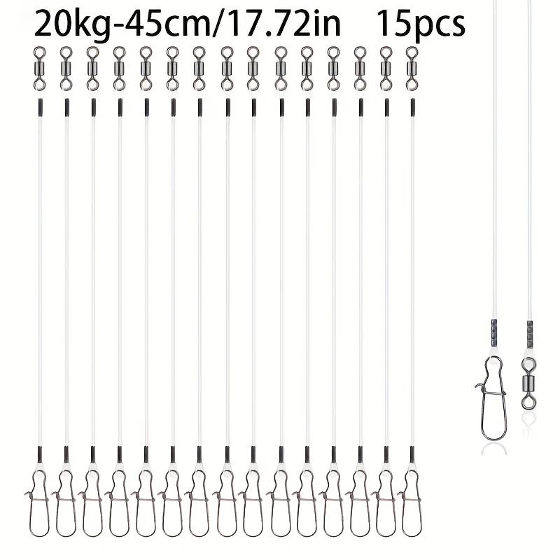 15 stuks Fluorocarbon draadlijn voor het vissen - Onzichtbare & sterke lijn voor baars, forel, snoek, 7kg/9kg/12kg/14kg/18kg/20kg/23kg