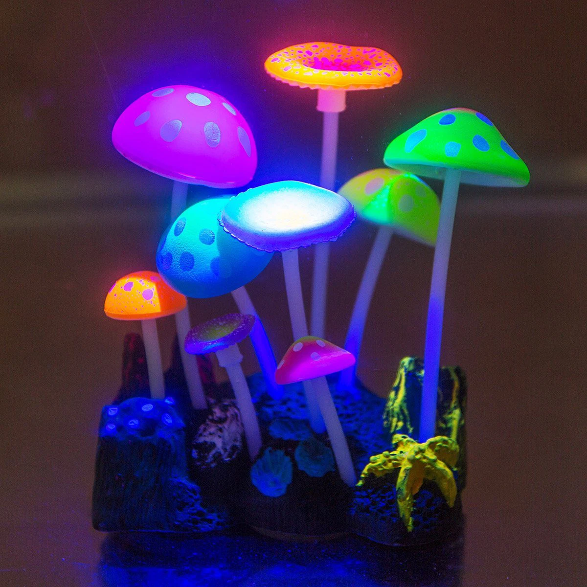 

Luminous Colorful Mushroom Aquarium Plants Fish Tank Decorations Natural Silicone Design for Fresh Salt Water Safe Aquatic Fish
