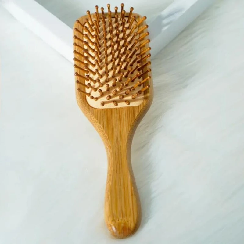 1PC Bamboo Hair Brush Nature Wooden Anti-Static Detangle Brush Hair Scalp Massage Comb Air Cushion Styling Tools for Women Men