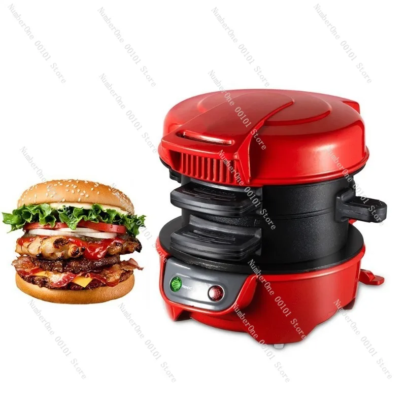 Multifunction Electric Burger Press Maker Sandwich Breakfast Machine 110V EU Plug Egg Fryer Steak Grill Non Stick Double Side