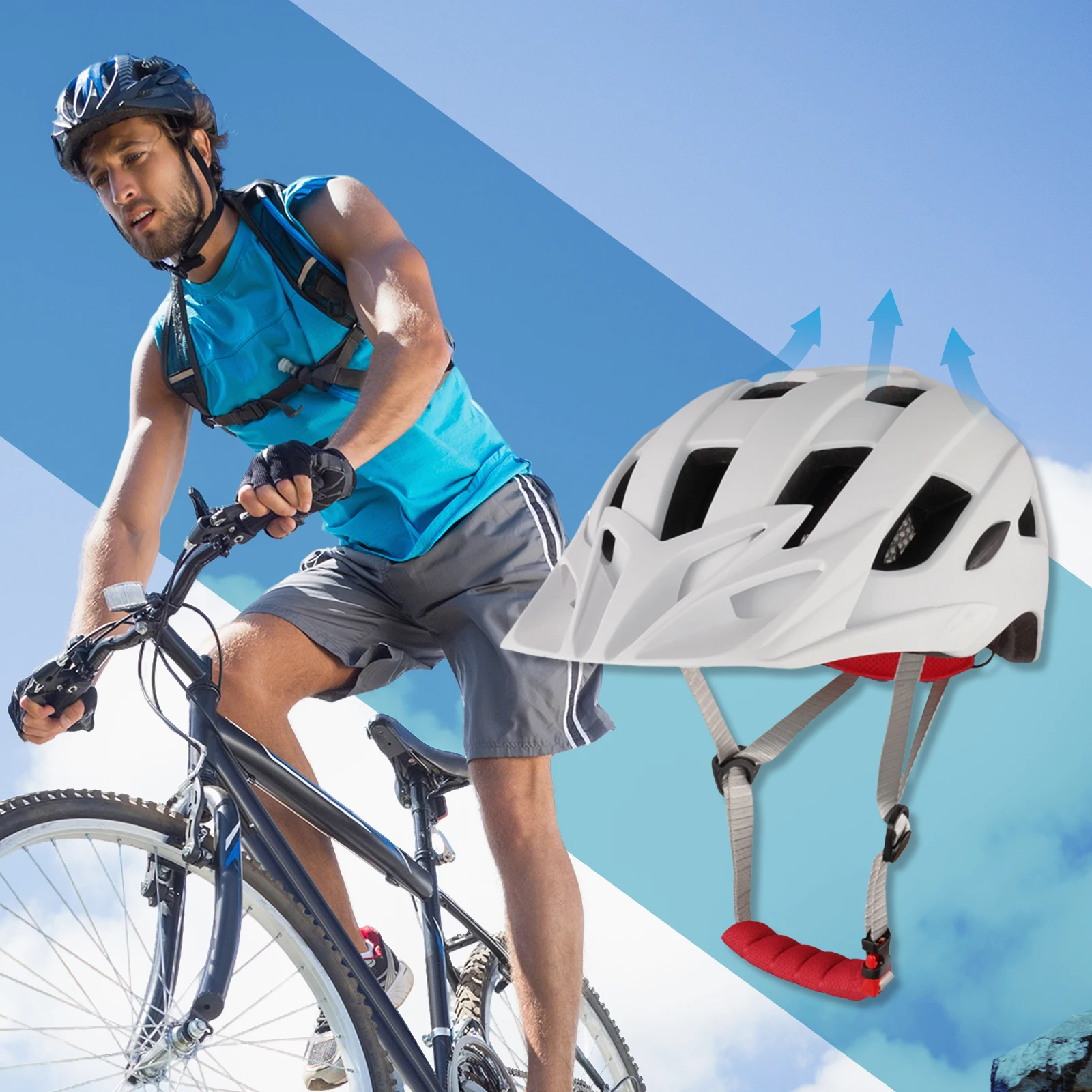 

Breathable Cycling Helmet with Insect Net Adjustable Bicycle Helmet with Warning Taillights for Skating Cycling Scooter