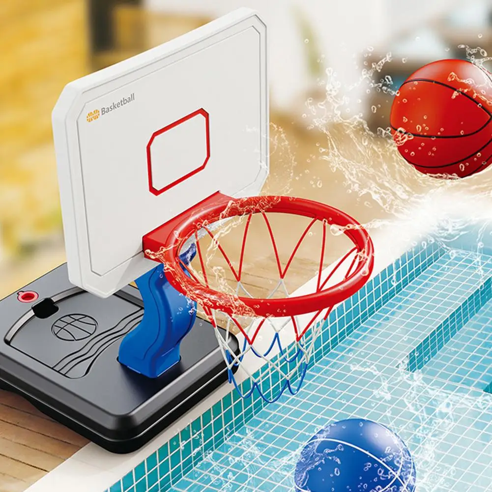 Conjunto de cesta de basquete para piscina, altura ajustável, conjunto de cesta de basquete com 4 bolas, inflador, kit de jogo interno e externo para meninos e meninas