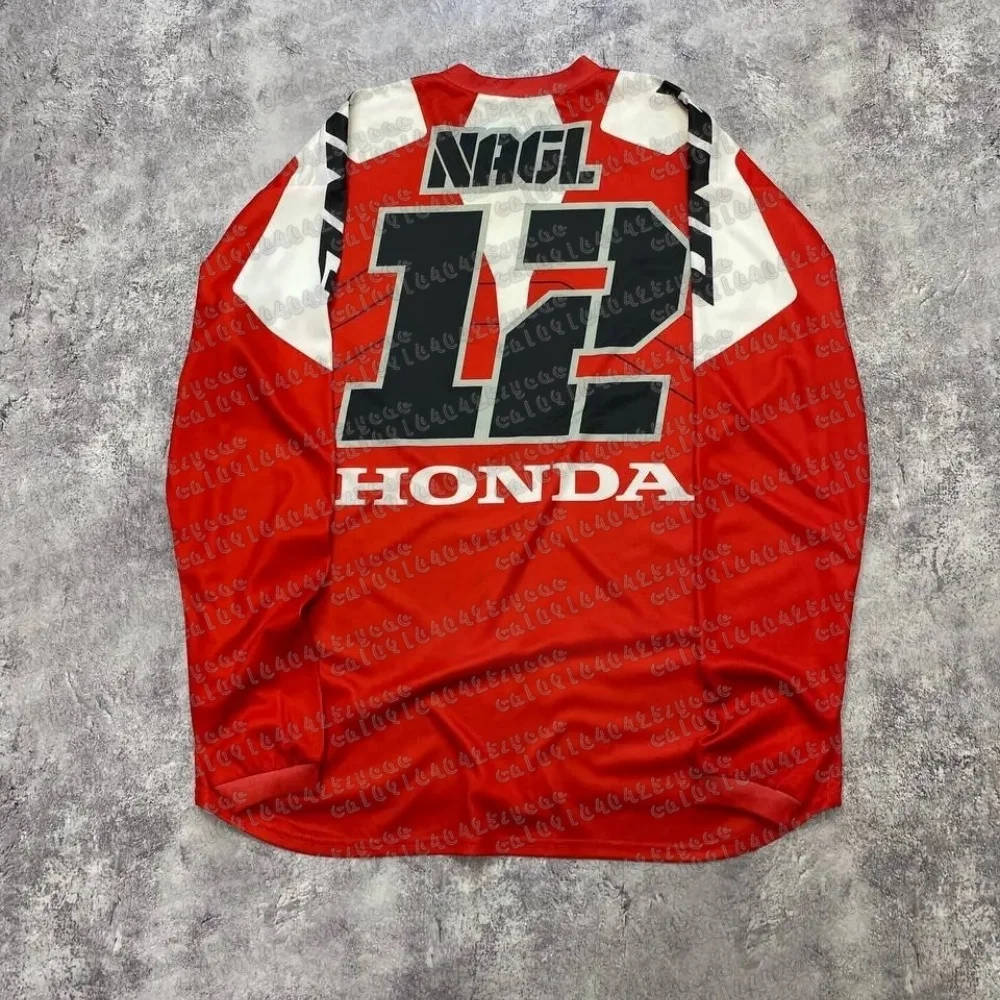 

HONDA NAGL # 12, классическая осенняя рубашка для мотокросса в стиле ретро, мужская дышащая, быстросохнущая, модная, повседневная, спортивная, с длинным рукавом