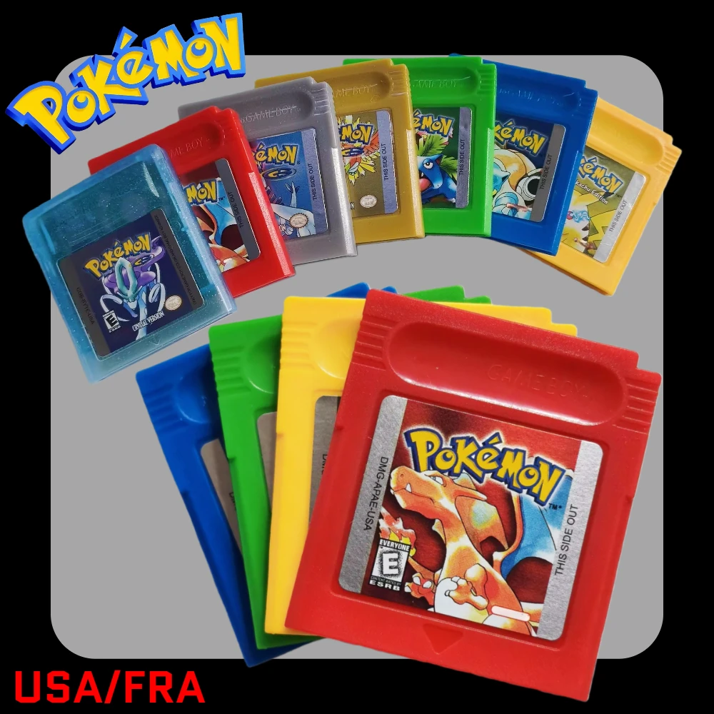 2026 جودة عالية 16 بت GBC لعبة فيديو خرطوشة وحدة التحكم بطاقة البوكيمون الأزرق/الكريستال/الأخضر/الذهب/الأحمر/الفضة/الأصفر USA/FRA الإصدار #1