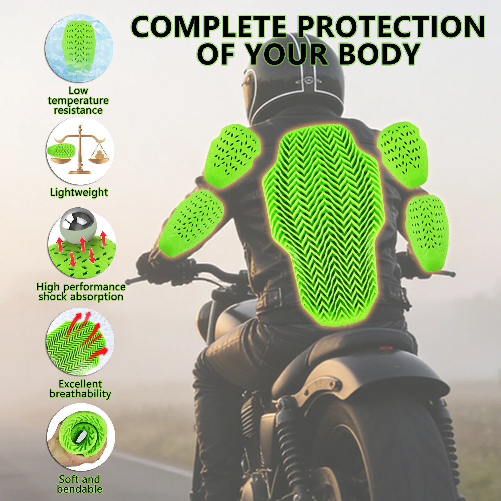 Original CE Level 2 Certified Motorcycle Back Protector Impact Resistance Shoulder/Elbow Body Armor Pads For Motorcycle Jackets