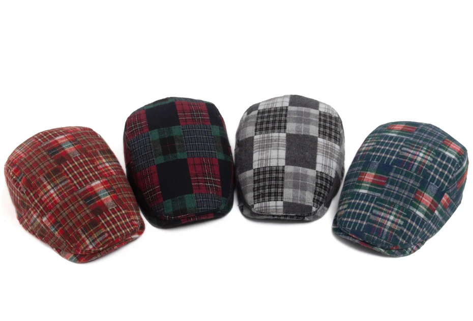 Neue Y2K Patchwork-Baskenmütze mit großem Karomuster, lässige Retro-Flatcap für Damen und Herren, modische Vintage-Hip-Hop-Newsboy-Mütze für Frühling und Herbst, Unisex – Detail 1